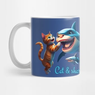 Cute  Cat play with a funny shark Mug